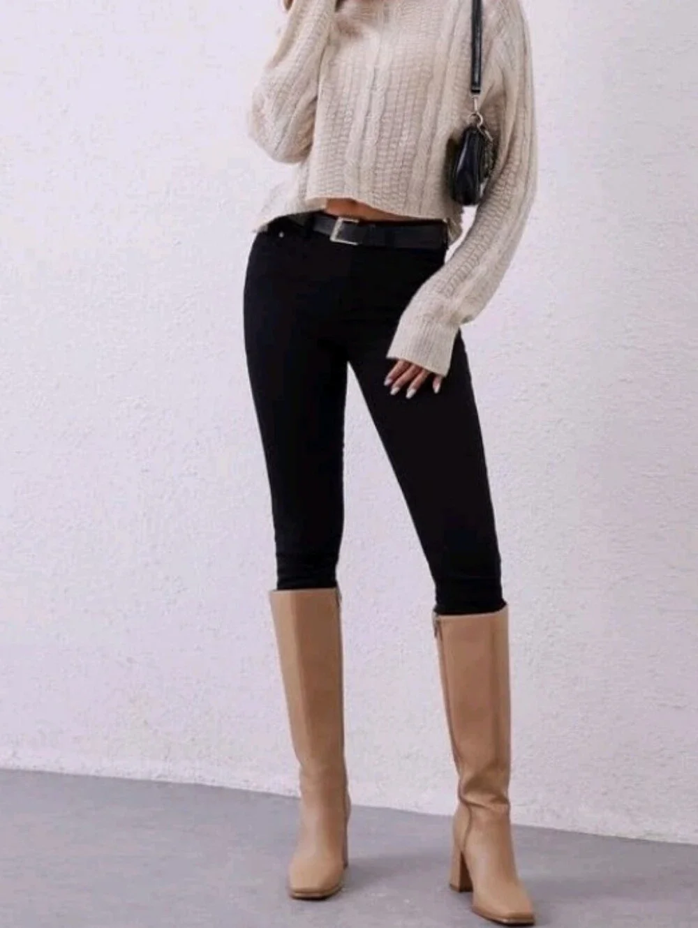 Modatope Nude Tan Women’s Knee-High Block Heel Boots 9.5